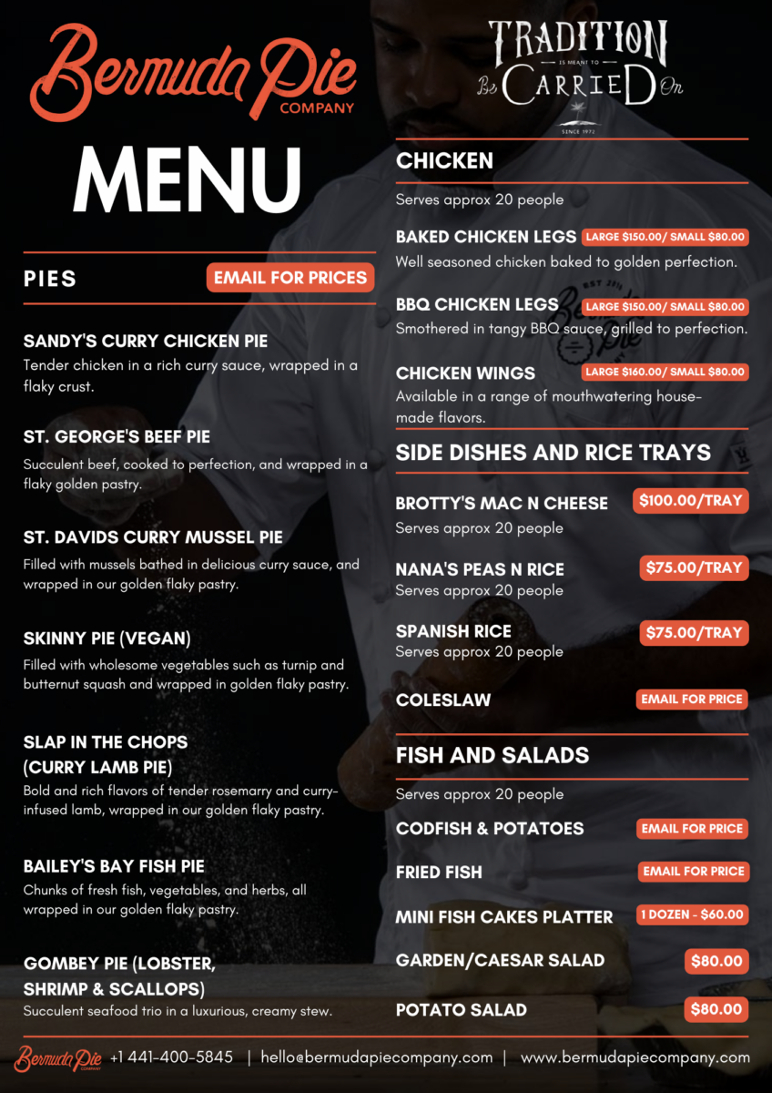 Bermuda Pie Catering Menu